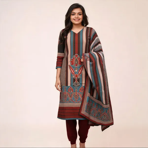 Multicolor_Rayon_Printed_Straight_Kurta_Pant_Dupatta_Set_For_Women