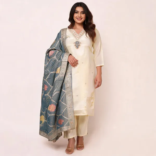 White_Cotton_Straight_Printed_Kurta_Set_For_Women