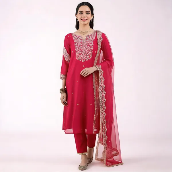 Pink_Chanderi_Straight_Embroidered_Kurta_Set_For_Women