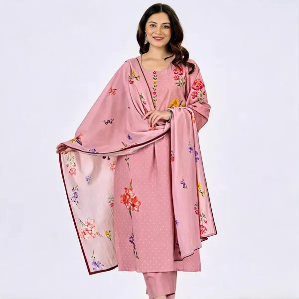Pink_Chanderi_Printed_Straight_Kurta_Set_For_Women