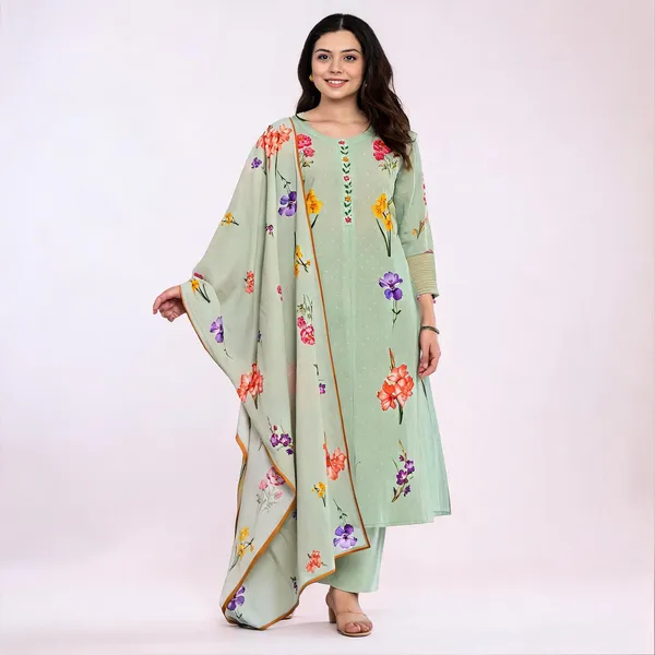 Light_Green_Cotton_Printed_Kurta_With_Pant_&_Dupatta_For_Women
