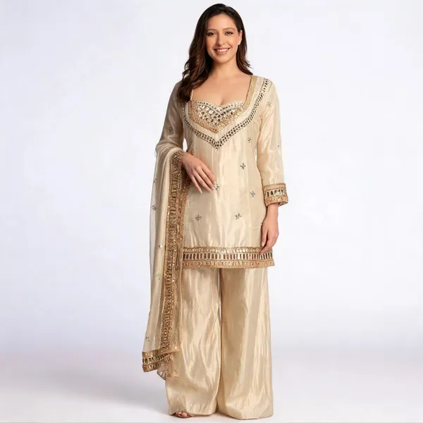 Cream_Silk_Blend_Embroidered_Kurta_Set_For_Women