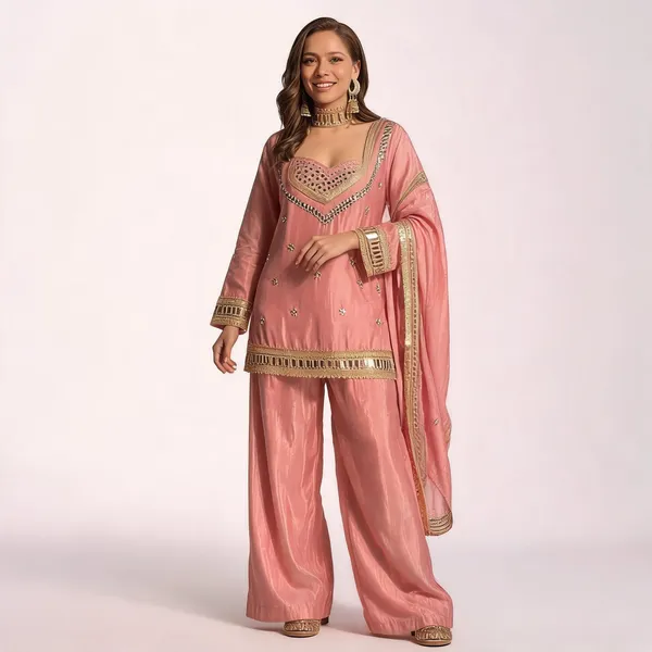 Pink_Silk_Blend_Mirror_Work_Embroidered_Kurta_Set_For_Women