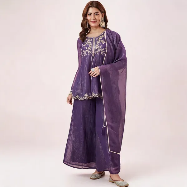 Purple_Silk_Blend_Straight_Embroidered_Kurta_Set_For_Women