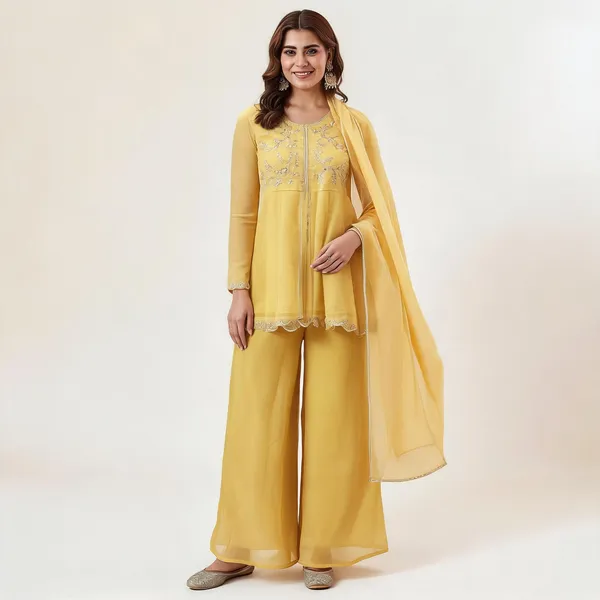 Yellow_Silk_Blend_Embroidered_Kurta_Set_For_Women