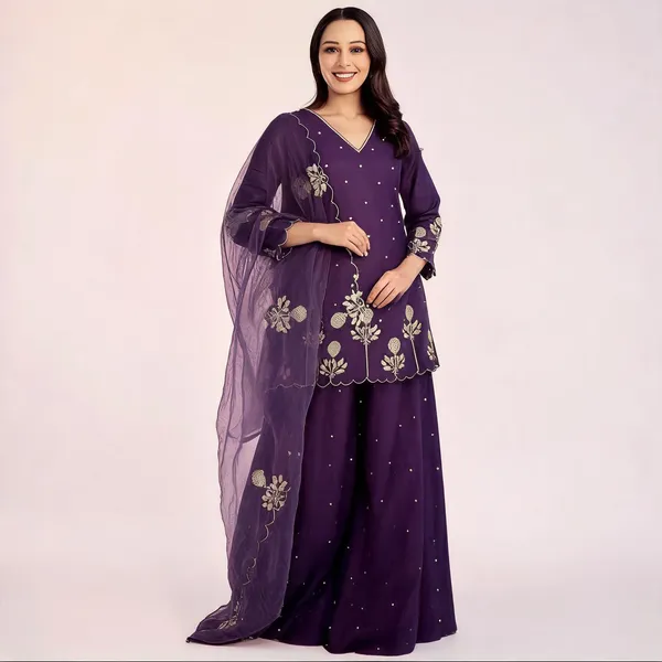 Purple_Cotton_Anarkali_Embroidered_Kurta_With_Bottom_&_Dupatta_For_Women