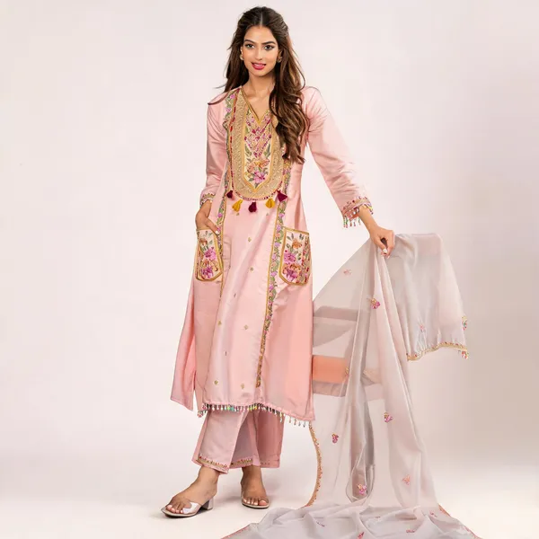 Pink_Chanderi_Straight_Floral_Embroidered_Kurta_Set_For_Women