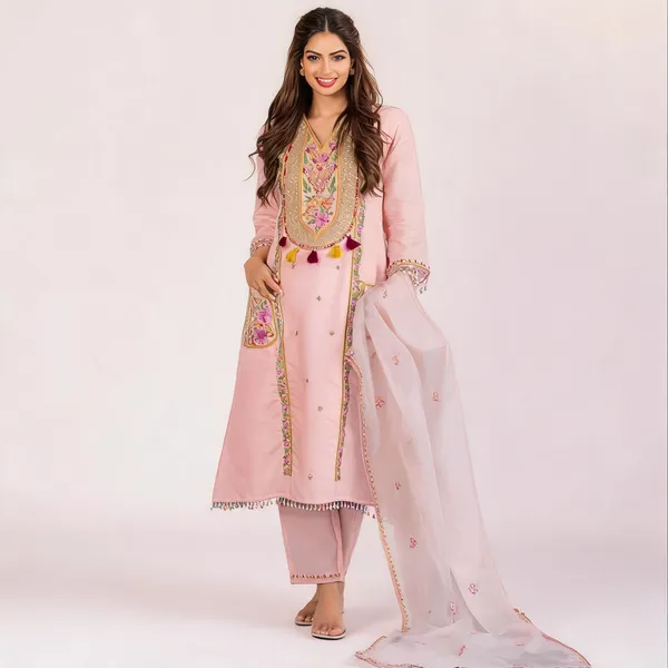 Pink_Chanderi_Straight_Floral_Embroidered_Kurta_Set_For_Women