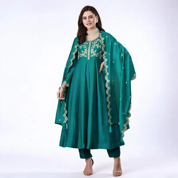 Beige_Flared_Anarkali_Zari_Embroidered_Kurta_Set_For_Women