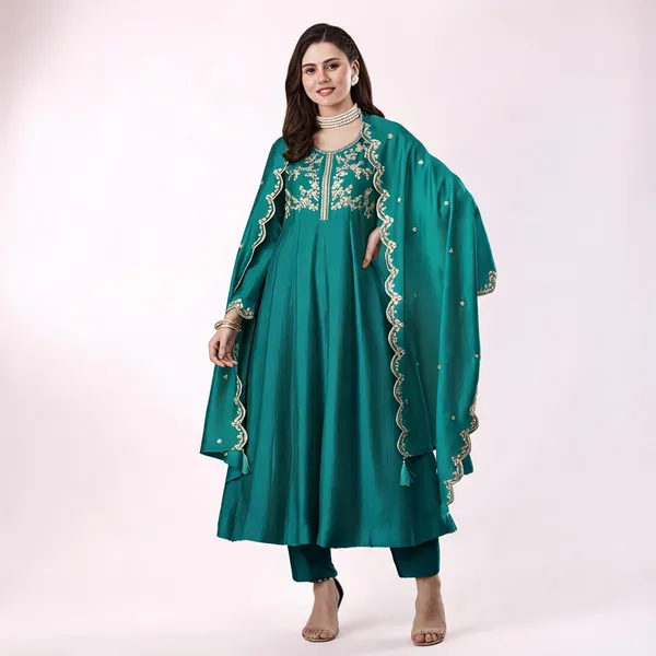 Beige_Flared_Anarkali_Zari_Embroidered_Kurta_Set_For_Women