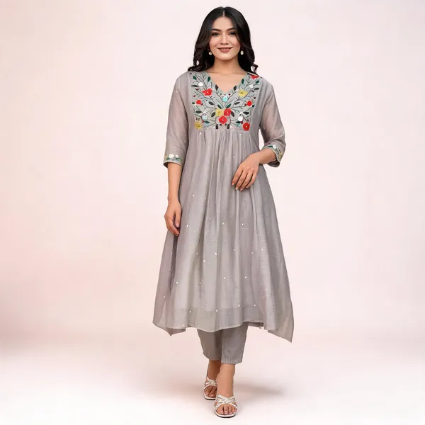 Grey_Viscose_Rayon_Floral_Embroidered_A-Line_Kurta_Set_For_Women