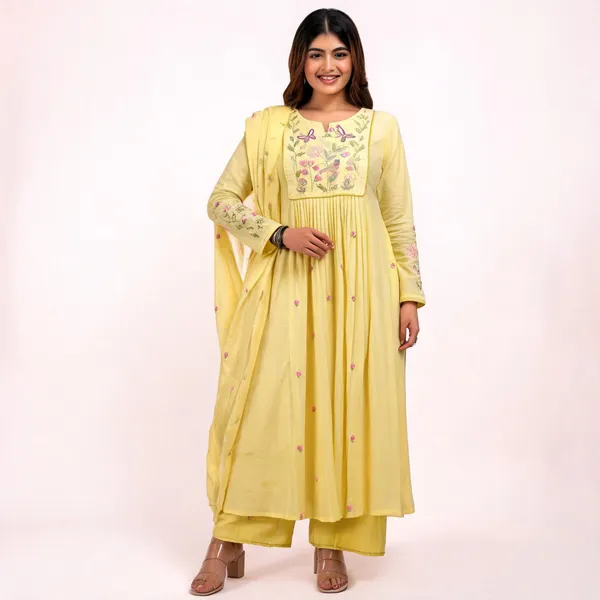 Gold_Cotton_Printed_Anarkali_Kurta_With_Bottom_&_Dupatta_For_Women
