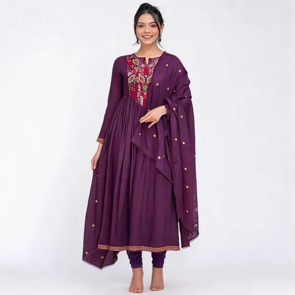 Purple_Cotton_Anarkali_Embroidered_Kurta_With_Bottom_&_Dupatta_For_Women
