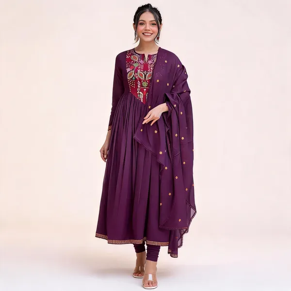 Purple_Cotton_Anarkali_Embroidered_Kurta_With_Bottom_&_Dupatta_For_Women