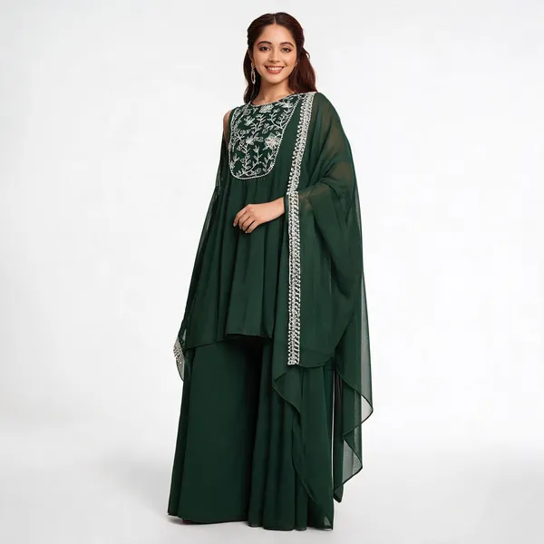 Dark_Green_Cotton_Straight_Embroidered_Kurta_Set_For_Women