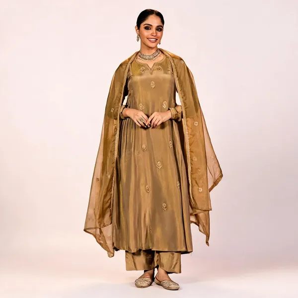 Olive_Chanderi_Silk_Embroidered_Straight_Kurta_Set_For_Women