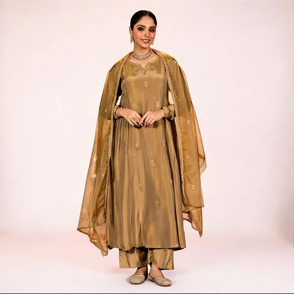 Olive_Chanderi_Silk_Embroidered_Straight_Kurta_Set_For_Women