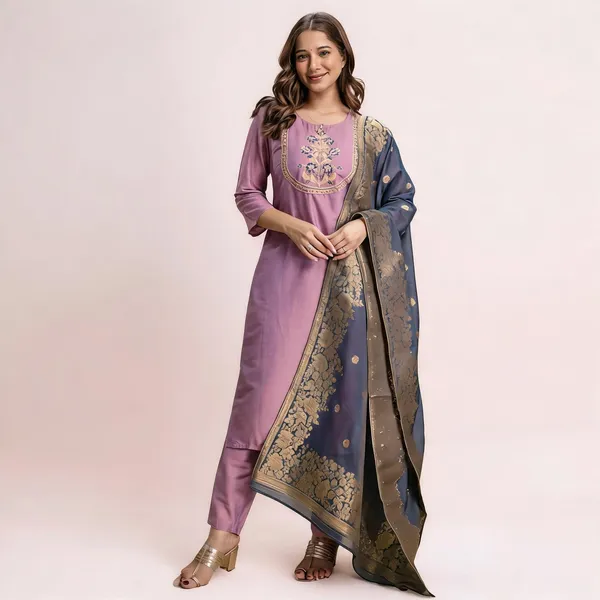 Pink_Silk_Blend_Embroidered_Straight_Kurta_Pant_Set_For_Women