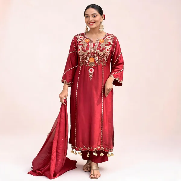 Maroon_Cotton_Anarkali_Printed_Kurta_Set_For_Women