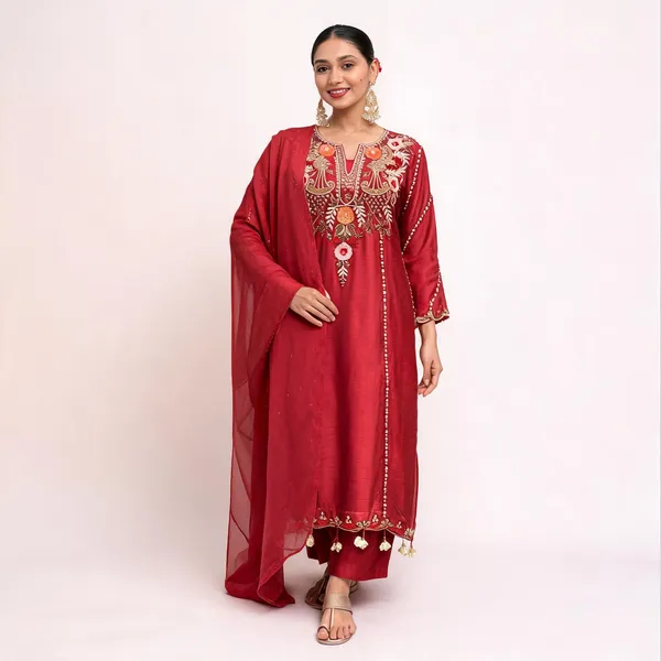Maroon_Cotton_Anarkali_Printed_Kurta_Set_For_Women