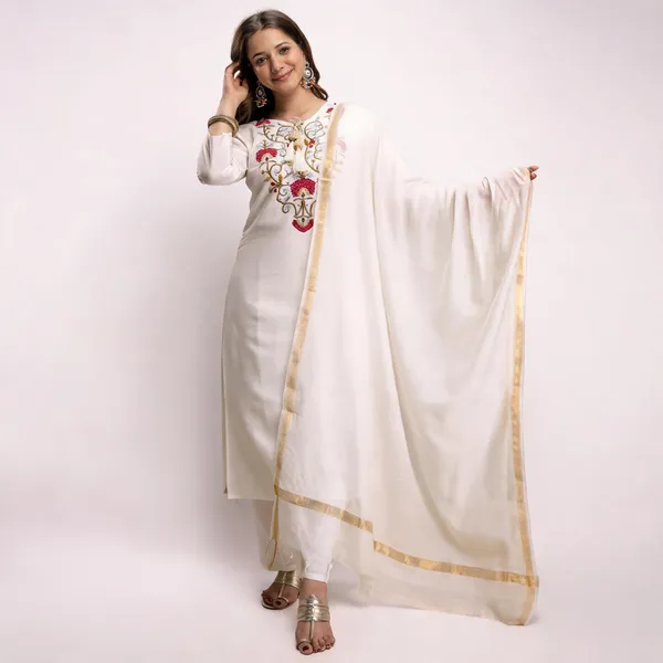White_Cotton_Embroidered_Straight_Kurta_Set_For_Women