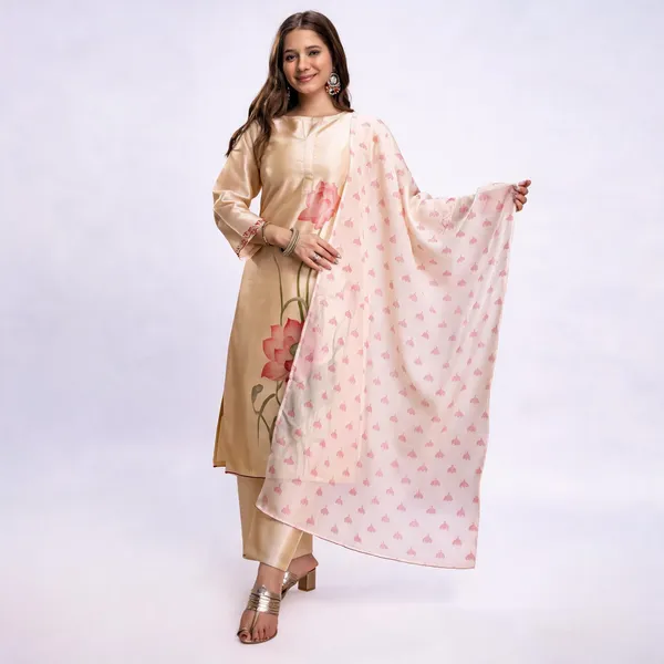 Pink_Silk_Blend_Floral_Print_Kurta_Set_For_Women