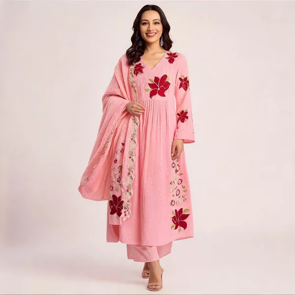 Pink_Cotton_Butti_Flared_Anarkali_Embroidered_Kurta_Set_For_Women