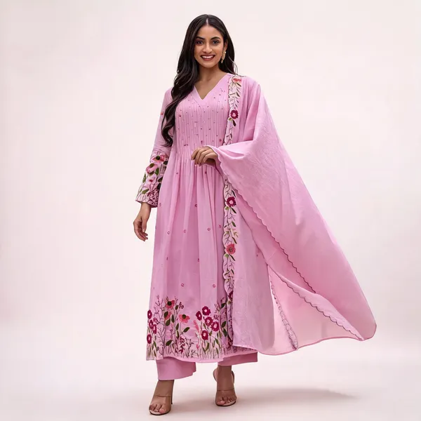 Pink_Chanderi_Silk_Anarkali_Embroidered_Kurta_Set_For_Women
