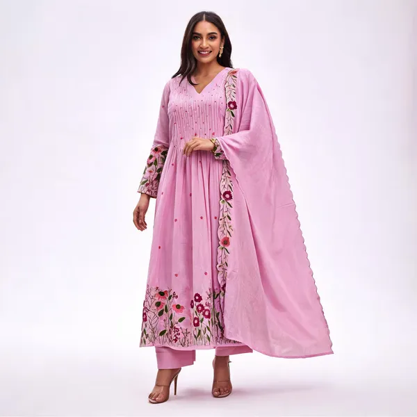 Pink_Chanderi_Silk_Anarkali_Embroidered_Kurta_Set_For_Women