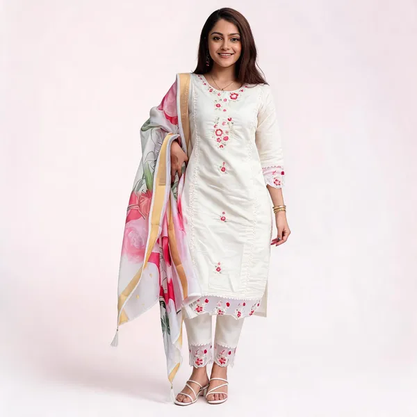 White_Chanderi_Straight_Embroidered_Kurta_Set_For_Women