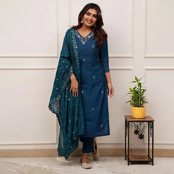 Dark_Blue_Georgette_Straight_Embroidered_Kurta_Set_For_Women