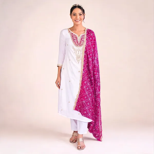 White_Cotton_Embroidered_Kurta_Set_For_Women
