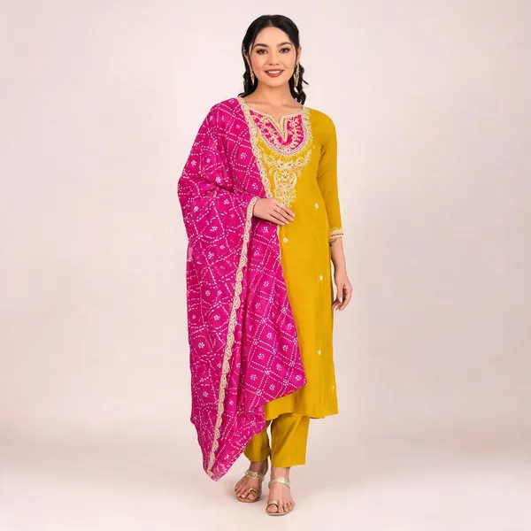 Yellow_Chanderi_Cotton_Embroidered_Kurta_Set_For_Women