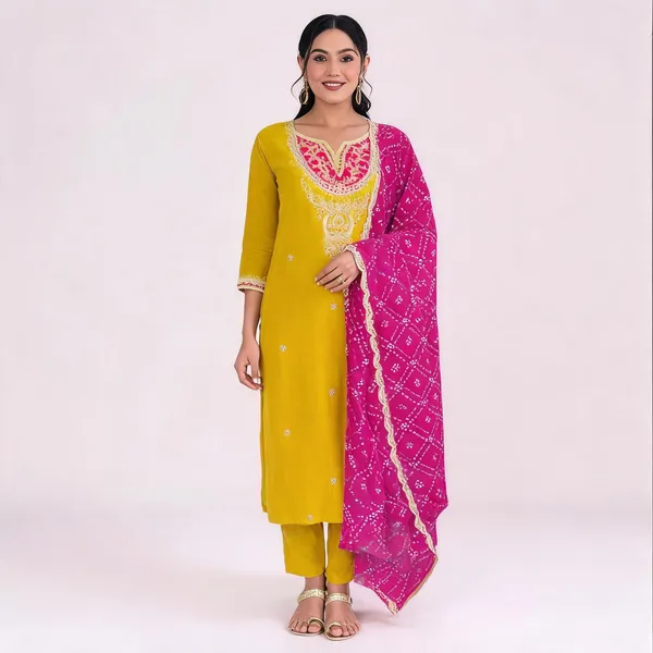 Yellow_Cotton_Printed_Kurta_Set_For_Women