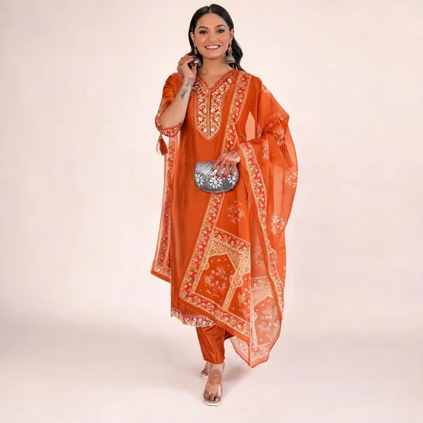 Orange_Cotton_Straight_Embroidered_Kurta_Set_For_Women