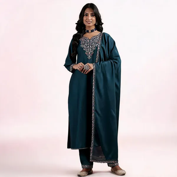 Blue_Vichitra_Straight_Embroidered_Kurta_Set_For_Women