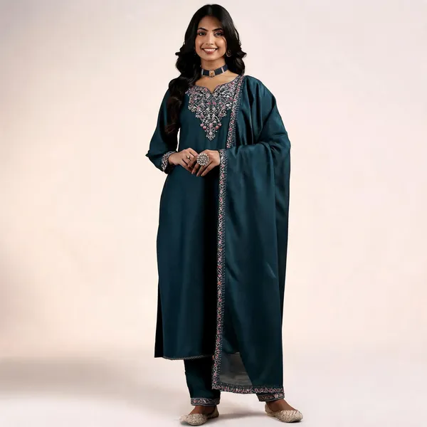 Blue_Vichitra_Straight_Embroidered_Kurta_Set_For_Women