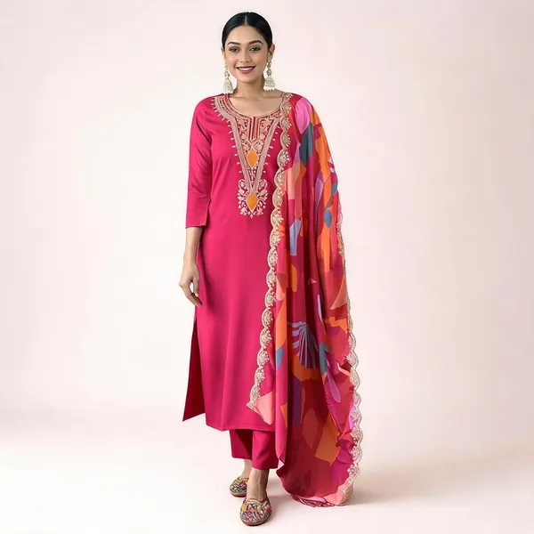 Red_Cotton_Printed_Straight_Kurta_Set_For_Women