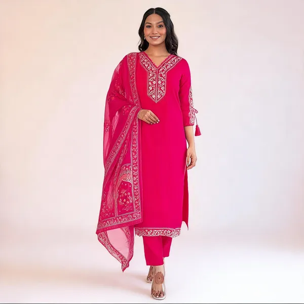 Pink_Cotton_Embroidered_Kurta_Pant_Dupatta_Set_For_Women
