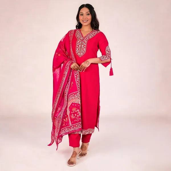 Pink_Cotton_Embroidered_Kurta_Pant_Dupatta_Set_For_Women
