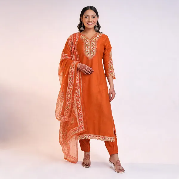 Orange_Cotton_Printed_Straight_Kurta_Set_For_Women