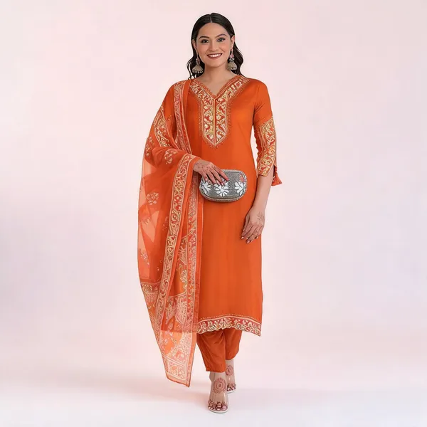 Orange_Cotton_Printed_Straight_Kurta_Set_For_Women