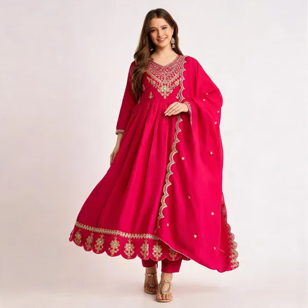 Pink_Vichitra_Silk_Anarkali_Embroidered_Kurta_Set_For_Women