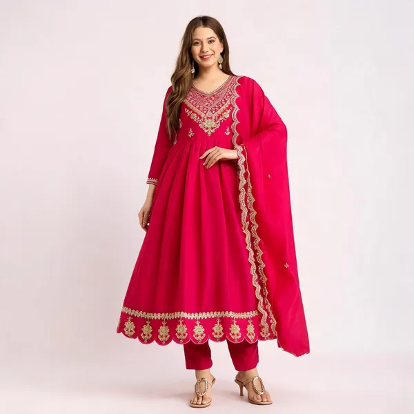 Pink_Vichitra_Silk_Anarkali_Embroidered_Kurta_Set_For_Women