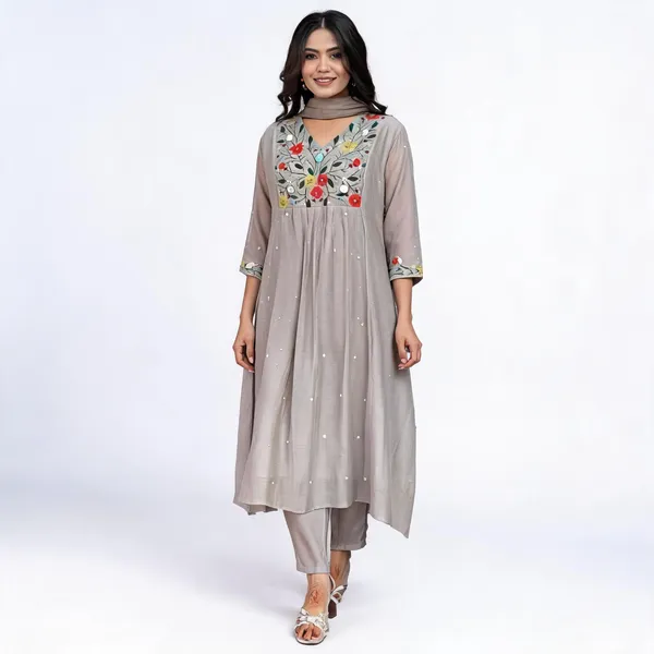 Grey_Viscose_Rayon_Floral_Embroidered_A-Line_Kurta_Set_For_Women