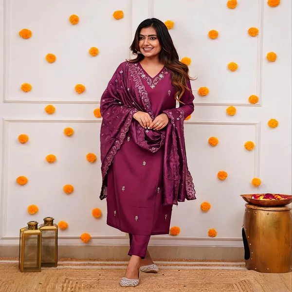 Purple_Georgette_Straight_Embroidered_Kurta_Set_For_Women