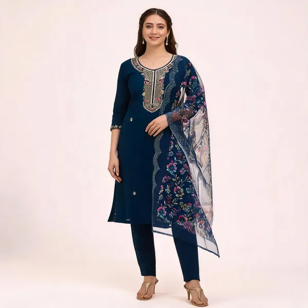 Navy_Blue_Viscose_Chanderi_Embroidered_Straight_Kurta_Set_For_Women
