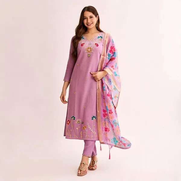 Lavender_Viscose_Gadwal_Straight_Floral_Embroidered_Kurta_Set_For_Women