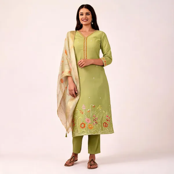 Lemon_Viscose_Simar_Floral_Embroidered_Straight_Kurta_Set_For_Women