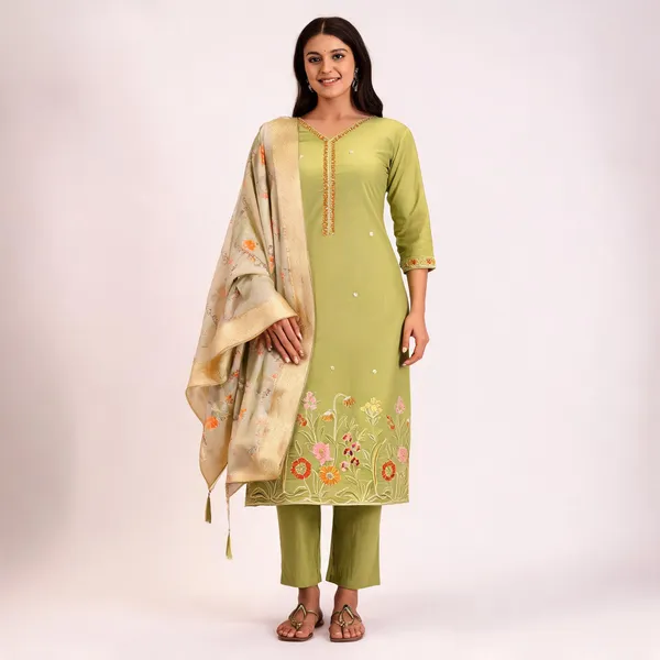 Lemon_Viscose_Simar_Floral_Embroidered_Straight_Kurta_Set_For_Women